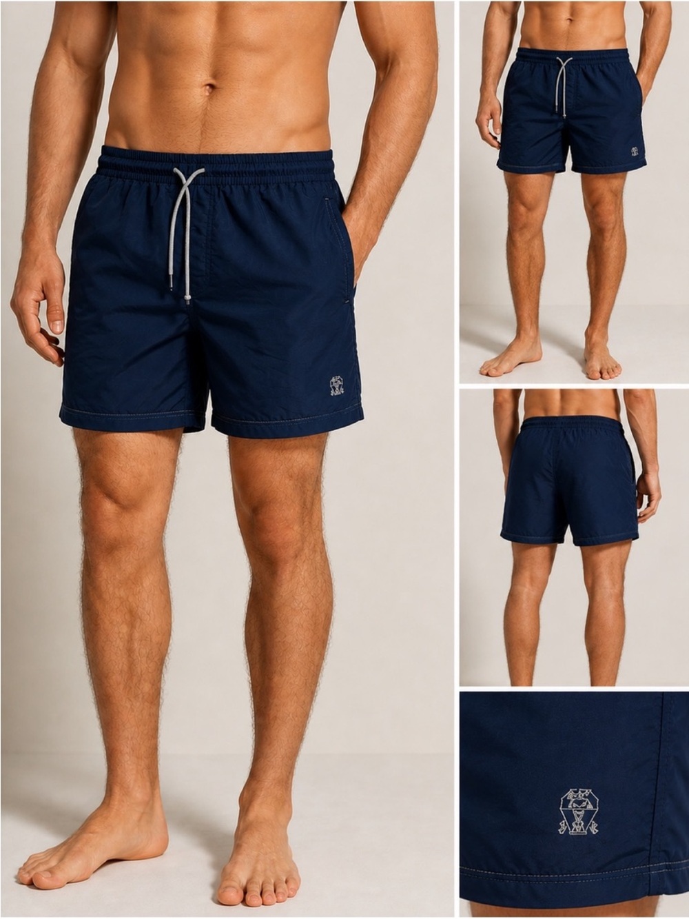 $800 Brunello Cucinelli Navy Swim Trunks Shorts XXL Blue Luxury Italy